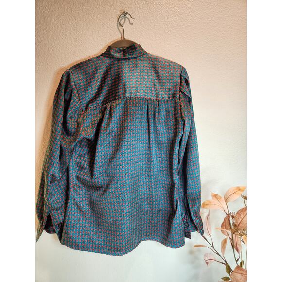 Vintage Oscar de la Renta Collectibles Bow Blouse 12 Floral Secretary Top - Picture 2 of 7